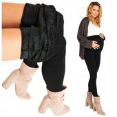 ZIMOWE LEGGINSY DAMSKIE CIĄŻOWE Z FUTERKIEM GRUBE CIEPŁE PLUS SIZE