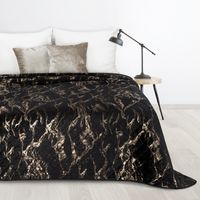 Narzuta pikowana na łóżko LUIZ 170X210 czarna + złota