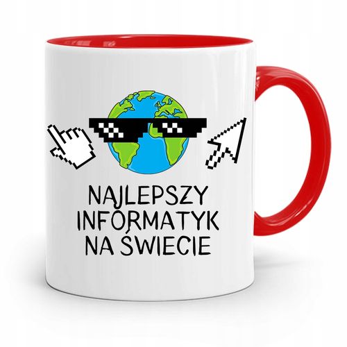 Kubek Czerwony Informatyka Programisty Najlepszy Z Nadrukiem Ze Zdjęciem na Arena.pl