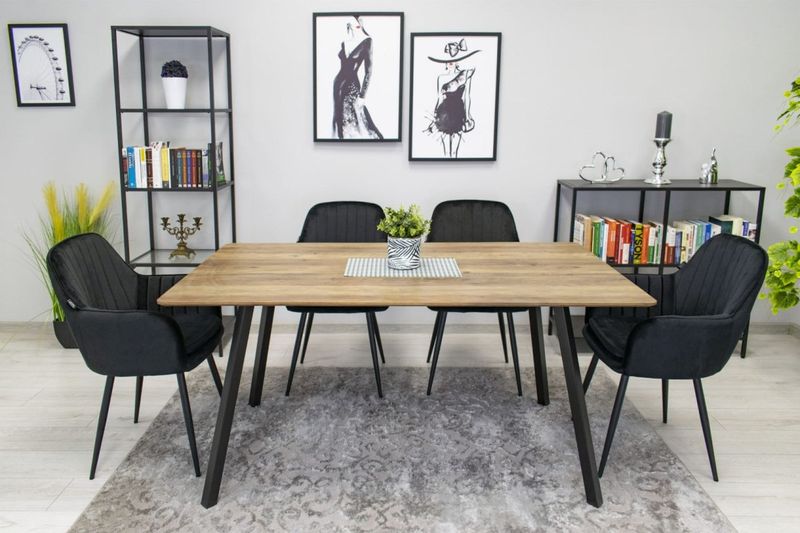 Krzesło LUGO - aksamit czarny / nogi czarne x 2 zdjęcie 12