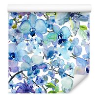 Tapeta do jadalni malowane kwiaty orchidea liście