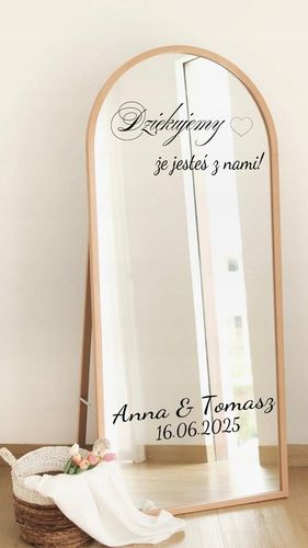 NAKLEJKA NA LUSTRO naklejki personalizowane na wesele ślub imprezę urodziny na Arena.pl