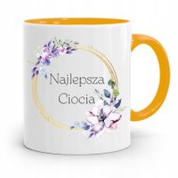 Kubek Żółty Prezent Dla Cioci Najlepsza Ciocia Z Nadrukiem Ze Zdjęciem