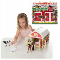 MELISSA AND DOUG ZESTAW DREWNIANA STODOŁA GOSPODARSTWO + 4 FIGURKI ZWIERZĄT
