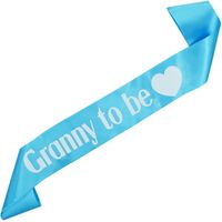 Granny to be  z serduszkiem - błękitna szarfa ze złotym nadrukiem