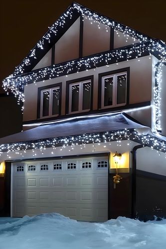 lampki świąteczne zewnętrzne sople 300 led zimny biały + zimny flash na Arena.pl