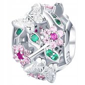 CHARMS WIOSENNE KWIATY srebro 925 srebrny koralik charms kolorowe