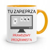 Kubek Żółty Informatyka Programisty Tu Zapieprza Z Nadrukiem Ze Zdjęciem