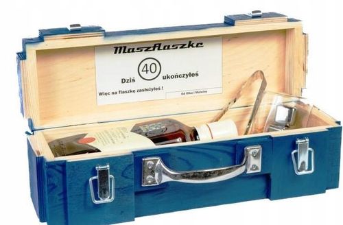 PREZENT DLA POLICJANTA Masywna Drewniana Skrzynka na Alkohol z Akcesoriami na Arena.pl