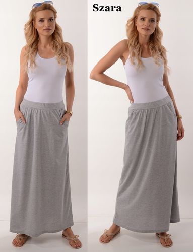 MAXI DŁUGA SPÓDNICA Z KIESZENIAMI prosta - KOLORY na Arena.pl