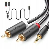 Kabel Przewód Audio JACK 3,5 mm 2x RCA Chinch STEREO 1,5M HQ Pozłacany