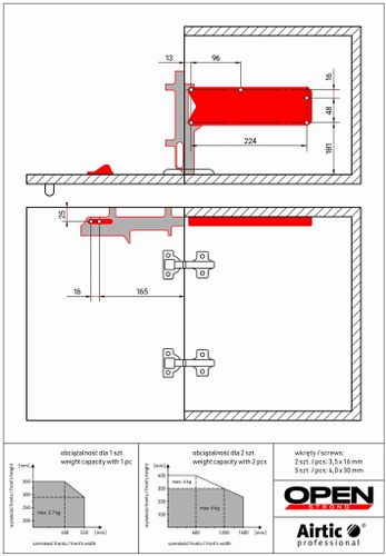 Podnośnik do klap barków Airtic Open, Obustronny, Cichy domyk, Strong, Biały) na Arena.pl