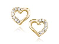 POZŁACANE SREBRNE KOLCZYKI SERCA SERDUSZKO CYRKONI