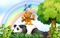 FOTOTAPETA dziecięca TĘCZA MISIE ŁĄKA 380x256