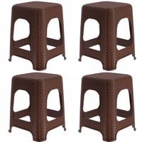 Kadax Taboret Stołek Kuchenny Rattan Brązowy 4szt