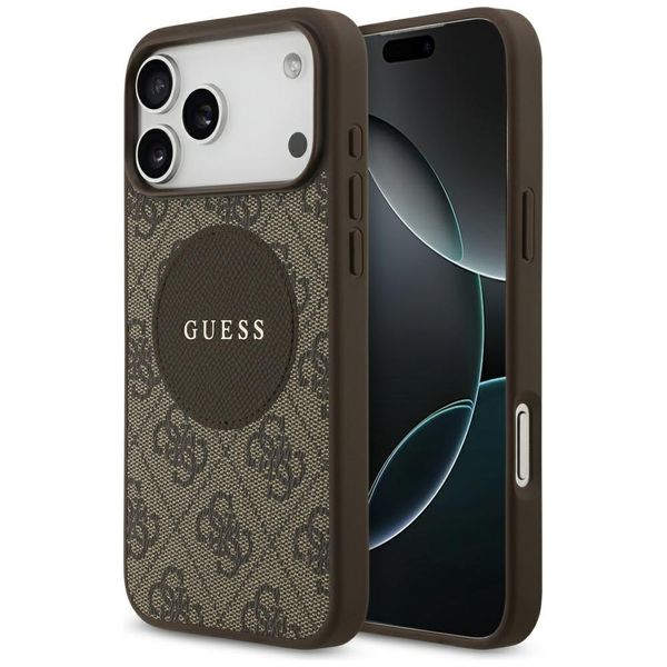 Etui Guess 4G Circle Classic Logo MagSafe do iPhone 17 Pro Max brązowy zdjęcie 1