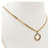 Naszyjnik łańcuszek złoty pancerka koniczynka stal chirurgiczna pozłacany