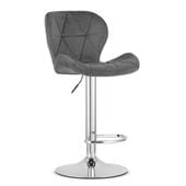 Hoker tapicerowany WEST welurowy szary z chromowaną podstawą