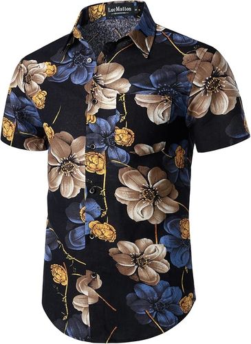 Męski Zestaw Koszula i Spodenki Kwiaty Hawajski Niebieski S Lato Wakacje na Arena.pl