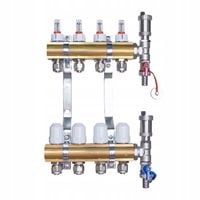 Rozdzielacz mosiężny do podłogówki 4 obwody sekcje kolektor do rur PEX