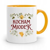 Kubek Zółty Dla Pszczelarza Kocham Miodek Prezent Z Nadrukiem Ze Zdjęciem