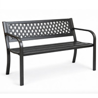 ławka ogrodowa z oparciem, parkowa, metalowa z pcv, 118 x 50 x 75cm