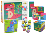 Edukacyjne Puzzle 6w1 Klocki Układanka Kostki 6 Obrazków Dinozaury 9 El.