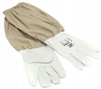 Rękawice Pszczelarskie Skórzane z Płótnem SOLIDNE Długie r 9 / L POLSKIE