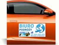 Magnes na samochód auto reklama magnetyczna 60x30 BIURO PODRÓŻY duży wybór