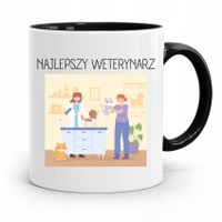 Kubek Czarny Dla Weterynarza Najlepszy Weterynarz Z Nadrukiem Ze Zdjęciem