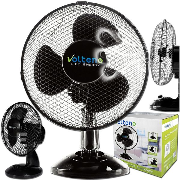 WENTYLATOR BIURKOWY STOŁOWY STOJĄCY CICHY 22cm CYRKULATOR CZARNY 2 TRYBY zdjęcie 1