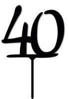 Topper na tort - cyfra 40 - czarny