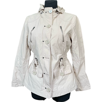 Elegancki Płaszcz Damski Wiosenny Długi Bawełna Biały Rozmiar S