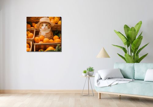 Obraz 70x70cm Kot w Pomarańczach na Arena.pl
