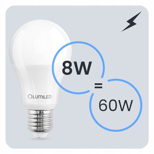 Żarówka LED E27 8W = 80W 880lm 4000K NEUTRALNA PREMIUM NIE MRUGA na Arena.pl