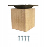 Noga meblowa drewniana bukowa surowa KWADRATOWA 5 cm blacha montażowa