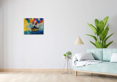 Obraz 50x40cm Kot na Łodzi na Arena.pl