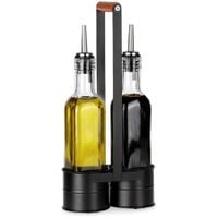 Butelki na oliwę i ocet szklane w stojaku 2x250 ml 3 el.