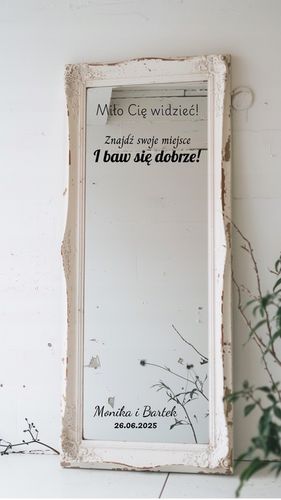 NAKLEJKA NA LUSTRO naklejki personalizowane na wesele ślub imprezę urodziny na Arena.pl