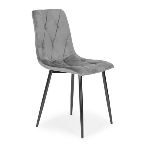 Komplet 4 krzeseł krzesło pikowane welurowe do jadalni i salonu szare na Arena.pl