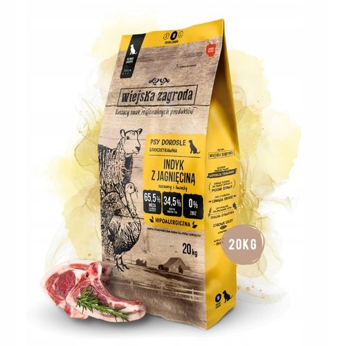 Wiejska Zagroda Karma sucha dla psa INDYK z JAGNIĘCINĄ Średnie rasy M 20kg na Arena.pl