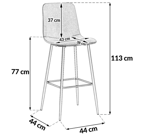 Krzesło barowe loft Nova H110 hoker taupe velvet na Arena.pl