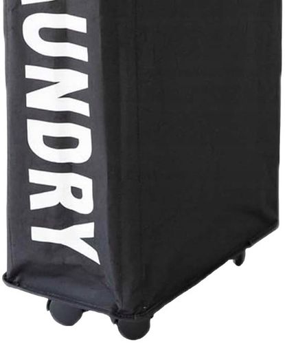 Kosz na Pranie Składany na Kółkach 39x19x55 Czarny na Arena.pl