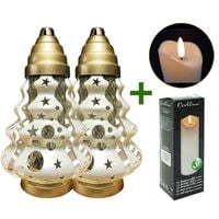 Zestaw 2 zniczy świątecznych Choinka Boże Narodzenie Biały 35cm + Wkład Led