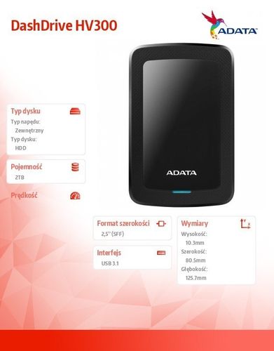 DashDrive HV300 2TB 2.5 USB3.1 Czarny na Arena.pl