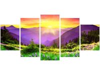 70CM 150CM OBRAZ 5 ELEM KWIECISTA ŁĄKA ŚCIENNY