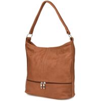 Koniakowa skórzana listonoszka dwa paski Beltimore I66