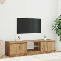 Szafka pod TV z oświetleniem LED, dąb artisan, 140x40x35,5 cm