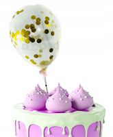 TOPPER BALONOWY NA TORT ZŁOTE KONFETTI DEKORACJA URODZINOWA