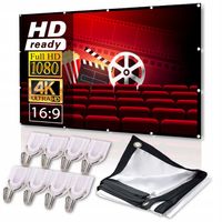 EKRAN PROJEKCYJNY Materiałowy Przenośny DUŻY 100" cali 221x125 CM 16:9 HD